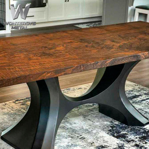 Pieds de table à manger <span class=keywords><strong>en</strong></span> fer rustique industriel pour plateau <span class=keywords><strong>en</strong></span> bois massif, marbre ou pierre, accessoires de meubles - Product Image 6