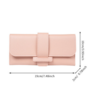 <span class=keywords><strong>Grande</strong></span> capacità stile lungo <span class=keywords><strong>portafoglio</strong></span> carta tre volte Flip Cover cambiare borsa per le donne ragazze multifunzione fibbia portafogli - Product Image 3