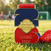 Médaille de football personnalisable pour jeunes, en alliage de zinc moulé sous pression, plaquée or, avec logo émaillé en 3D, modèle 2026
