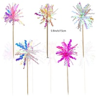 Glitzernde Stern-Folien-Regenstreifen-Kuchen-Topper für Cupcakes – Feuerwerk-Einsätze zur Kuchendekoration für Happy Birthday Partys