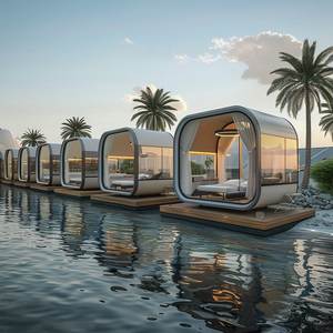 Maison capsule spatiale préfabriquée, maison modulaire préfabriquée futuriste pour le <span class=keywords><strong>camping</strong></span> en plein air et le glamping - Product Image 4