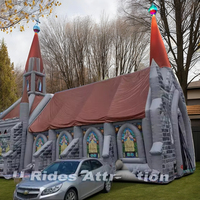 Église gonflable commerciale d'extérieur en PVC, grande, portable et économique, pour fêtes, bars ou Halloween