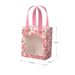 Nouveau sac cadeau emballage fleur boîtes à bonbons sacs en papier avec fenêtre en PVC sac à main pour faveurs de mariage pour les invités fête d'anniversaire