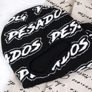 Masque de <span class=keywords><strong>ski</strong></span> cagoule à un trou en tricot <span class=keywords><strong>noir</strong></span> avec logo personnalisé de designer des fabricants - Product Image 5