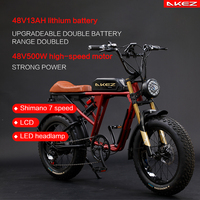 Vélo électrique AKEZ 2025 S2 48V 750W à double batterie, 26Ah, pneus larges, vélo électrique pour adultes, OEM ODM, marque privée, tout-terrain, aventure