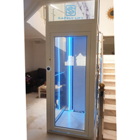 Ascenseur hydraulique résidentiel à 3 étages, cabine en verre, petit ascenseur pour maison, villa, pour 2 personnes