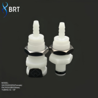 Raccords de tuyauterie en plastique BRT à connexion rapide, connecteur mâle fileté 1/4-28 UNF, union traversante filetée pour applications médicales