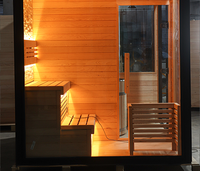 Auf Lager: Western Red Cedar Außensauna mit Panoramafenster, Sauna-Kaltwasserbecken-Kombination für Villen