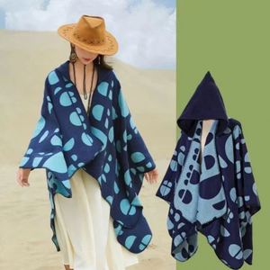 Hot Selling Front Open Winter Custom Mexican Wool <b>Poncho</b> Scarves Shawls for Women Long Outdoor Activities Blanket with Cape - Product Image 6