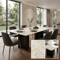 Table à manger rectangulaire en marbre naturel Icy Jade, meubles de salon luxueux et modernes. Table à manger en marbre, table d'appoint en marbre