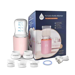N1S 3分钟快速加热便携式暖瓶母乳保温器适用于大多数带温度控制的瓶子，3个适配器