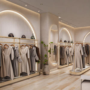 Diseño Interior de Boutique de Ropa para Mujer, Moderno y de Lujo, Muebles de Exhibición Personalizados, Ecológicos, Duraderos, de Alta Calidad, Color Crema - Product Image 2