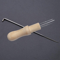 Kit d'outils de feutrage à 3 aiguilles avec manche en bois, aiguilles à feutrer la laine multi-aiguilles, kit de bricolage artisanal fait main 12,5 cm