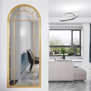 2025 tendencia personalizada en forma de arco 3mm hoja de espejo de vidrio plateado Material de hierro enmarcado ducha baño espejo de pared para sala de estar - Product Image 1