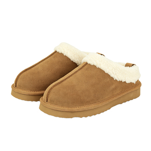 Pantoufles d'hiver en daim pour femmes, à bout fermé, avec col en fourrure moelleuse, semelle antidérapante en EVA, personnalisables OEM, confortables pour l'automne/le printemps - Product Image 4