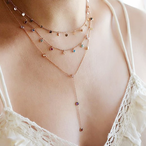 Collar con Colgante de Circonitas, Chapado en Oro, Joyería con Circonitas Multicolores, Collar Geométrico - Product Image 5