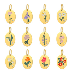 MECYLIFE acier inoxydable bijoux à bricoler soi-même breloques pour collier émail Zircon mois de naissance fleur pendentif 18K or cadeau d'anniversaire - Product Image 1