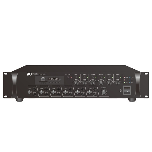 6 Zones Integrated 24v Amplifier Usb/sd/blue-tooth/fm Audio Power Mixer Amplifier with MP3 TUNER