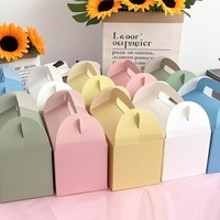 Boîtes en papier de pignon de cadeau de faveur de fête de couleur unie avec poignée boîtes de papier d'emballage de bonbons de biscuits de douche de bébé d'anniversaire