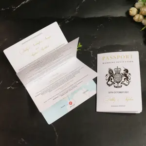 Cartes d'invitation de mariage de passeport spécial imprimées avec des photos