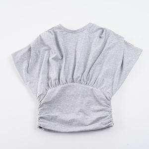 Camiseta Corta Gris Plisada con Mangas Murciélago para Mujer, Estilo Casual, para Uso Diario en Verano 2026 - Product Image 6