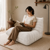 Komfortable Gerippte Chenille-Bodensitzgelegenheit Plissierte Modulare Couch Flauschige Rahmenlose Lounge-Sitzgelegenheit für Zen-Meditationsraum-Möbel