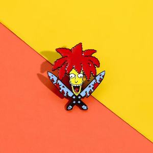 Broche de aleación de gota de aceite familiar <span class=keywords><strong>Sitcom</strong></span> divertido con dagas dobles Pin de Metal único para Navidad y Día Nacional para bolsas de ropa - Product Image 2