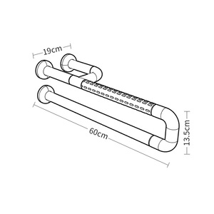 Barre d'appui murale en U pour salle de bain, antidérapante, en plastique et acier inoxydable, capacité de charge 100 kg, pour personnes âgées - Product Image 4