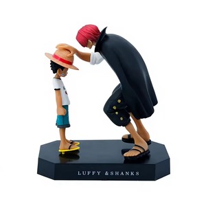 Figurines PVC <span class=keywords><strong>Luffy</strong></span> et <span class=keywords><strong>Shanks</strong></span> aux cheveux roux, modèle <span class=keywords><strong>chapeau</strong></span> de paille, fabriquées au Japon, à partir de 14 ans, emballage en sac filet, figurines d'action de scène de voiture avec fonction de tapotement sur la tête - Product Image 2