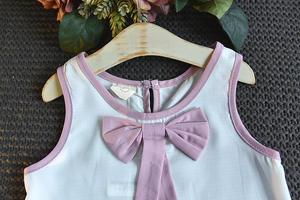 Conjunto de Ropa para Niña, Camiseta sin Mangas con Lazo y Pantalones de Color Liso, Económico, para Compras en Línea - Product Image 3