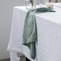 Serviettes de table en lin 100% pur français, cousues, douces, sauge olive vert 100