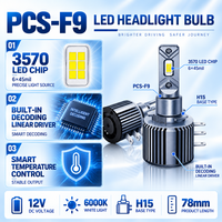 Ampoule de phare LED PCS-F9 H15 60W 6000LM avec décodage CANBUS intégré H15 DOT E-mark FMVSS DRL Kit fonction faisceau long