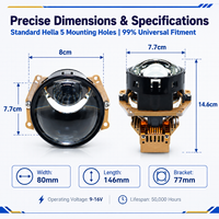 Projecteur de phare bi-LED laser WD003 65W à double faisceau (phares de croisement et de route) universel pour la rénovation automobile