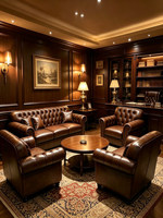 Canapé de salon de club privé de style américain, tables et chaises de bar à whisky vintage, esthétique Old Money, ensemble personnalisable en cuir PU