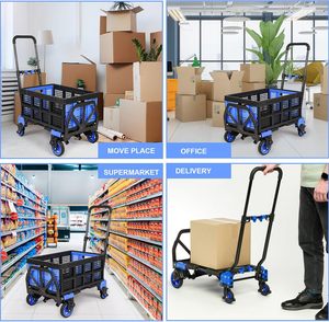 עגלת דוללי ניידת 2 ב 1 עגלה ניידת משאית עם סל פלסטיק שקט עגלת קפל - Product Image 6