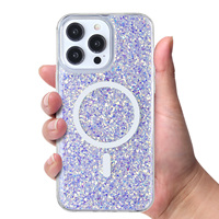 KINGSOUL Étuis de téléphone portable de luxe pour filles en TPU+PC avec paillettes, support magnétique en époxy, couleur personnalisée, antichoc KS1248MS