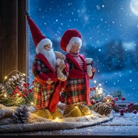 Poupées de Noël debout de 33 cm, figurines en peluche du Père Noël et de la Mère Noël pour la décoration de vitrine de Noël, décoration de la maison, cadeau