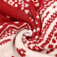 Pull-over en tricot à col roulé pour femme, avec logo personnalisé, motif Fair Isle rouge et blanc, pour Noël, en polyester, pour l'automne et l'hiver