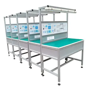Banco de trabajo de aluminio industrial de taller personalizado para línea de montaje de fábrica, mesa de montaje, banco de trabajo electrónico para sala limpia