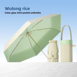 Paraguas de Bolsillo Mini Plegable de 5 Secciones para Mujer, con Recubrimiento de Color, Protección Solar UV Manual, Doble Uso para Sol y Lluvia, con Impresión de Logotipo Personalizado - Product Image 4