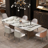 Table de salle à manger en quartz DOJII, ensemble de salle à manger 5 pièces, nouveau mobilier classique avec structure en aluminium, table de salle à manger blanche et grise de 48 pouces, chaise