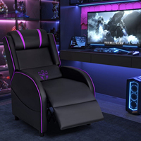 Chaises de jeux d'ordinateur PC massage violet luxe moderne Canapé gonflable avec porte-gobelet Chaise de jeu ergonomique pliable
