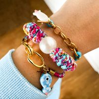 Nouvelle mode, bracelet en acier inoxydable plaqué or 18 carats, corde colorée tressée à la main, petit pendentif en forme d'étoile de poisson, électroplaqué sous vide