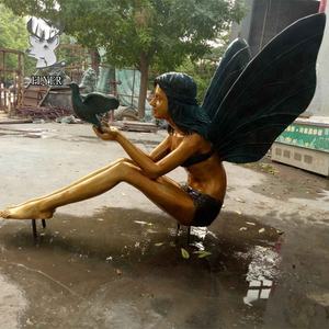 Estatua de Ángel Hada de Bronce Fundido a Mano de Estilo Antiguo, Escultura Metálica de Tamaño Real para Decoración de Exteriores de Villas - Product Image 5