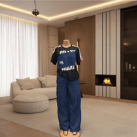 Ensemble de vêtements pour femmes Hip-Hop Streetwear 2 pièces, t-shirt graphique, bandeau en denim, pantalon cargo en denim brodé d'étoiles