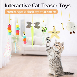 Jouet interactif suspendu pour animaux de compagnie, plume élastique rétractable, pour l'exercice et le divertissement des chatons et chats d'intérieur - Product Image 1