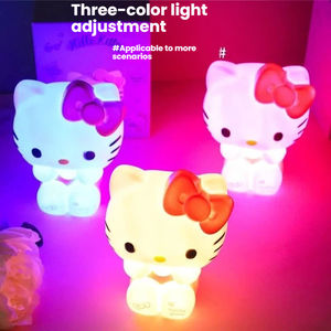 Veilleuse <span class=keywords><strong>LED</strong></span> 3D Hello Kitty Mini Anime, protection oculaire, gradation sept couleurs, en silicone, pour chambre d'enfant et d'étudiant - Product Image 3