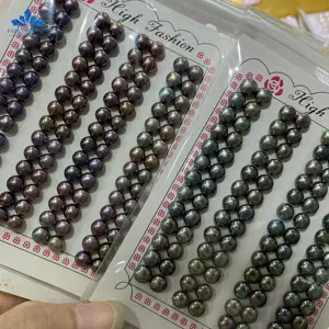 Perles d'eau douce naturelles en vrac, 5.5mm-12mm, en forme de pièce de monnaie, haute imitation, perles noires de tahiti