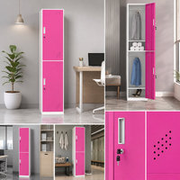 Casier en acier à deux portes, revêtu par poudrage, résistant à l'humidité, avec barre de suspension amovible, pour centre de fitness, rangement de vêtements de sport pour femmes.