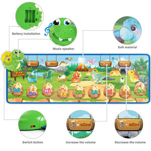 Tapis de danse acousto-optique sur le thème des dinosaures pour tout-petits et enfants, tapis de clavier de piano souple à marcher sur, jouet interactif Q&A, tapis de jeu musical - Product Image 4